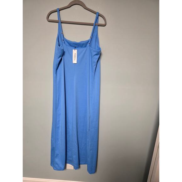 NWT TEREA by Andrea Pitter Women’s Maxi Dress XXL Blue Slip Plus Fall Layering - Picture 2 of 7